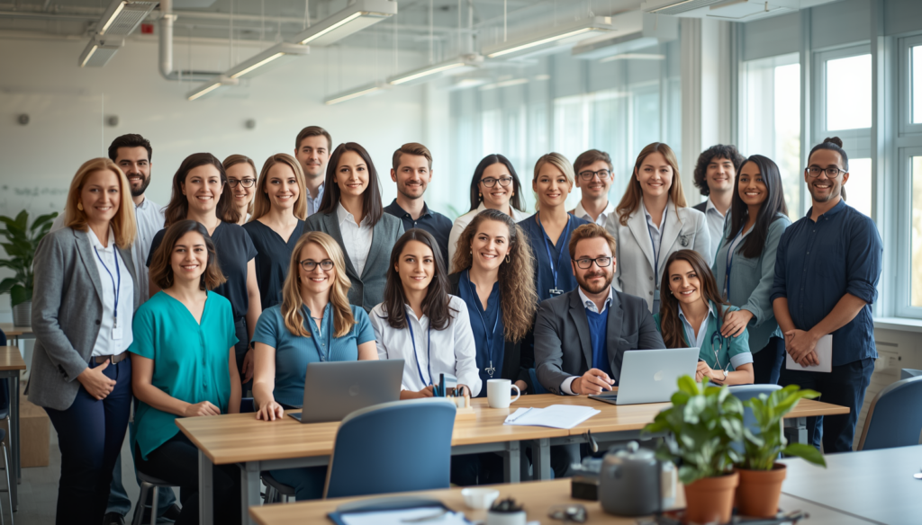 Team von Mitarbeitenden im Unternehmen – Deutschtraining und Berufssprachkurs (Job-BSK) Wuppertal